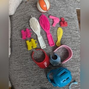 Doll Accessories Lot Brush Comb Basketball Helmet Blow dryer Camera Binoculars s